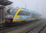 BR 642/790235/mv-design-642-543-2-als-rb MV Design 642 543-2 als RB 13112(Rostock-Wismar)bei der Ausfahrt am Morgen des 23.10.2022 um 08.07 Uhr im Rostocker Hbf bei Nebel