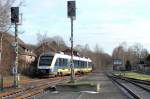 BR 648 LINT 41/475317/evb-vt-109-kommt-aus-buxtehude evb VT 109 kommt aus Buxtehude und fährt in den Bremervörder Bahnhof auf Gleis 1 ein. Datum 09.01.2016
