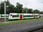 BR 650 Regioshuttle/746629/abgestellter-eib-vt004am-01september-2021in-meiningen Abgestellter EIB VT004,am 01.September 2021,in Meiningen.