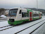 BR 650 Regioshuttle/836719/stb-vt121am-20januar-2024in-meiningen STB VT121,am 20.Januar 2024,in Meiningen.