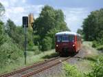 Mit 80 km/h Streckenhchstgeschwindigkeit knatterte der LVT 172 001-0/601-7,am 02.Juni 2012,nach Bergen/Rgen.