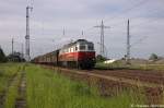 232 409-3 DB Schenker Rail Deutschland AG mit einem H-Wagen Ganzzug in Satzkorn und fuhr in Richtung Golm weiter. 16.05.2013