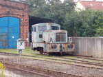 Vor dem Lokschuppen in Bergen/Rügen stand am 12.August 2016 eine ehemalige Werklok.Im Schuppen selber steht die WAB Lok Nr.2 !