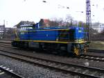 Eine MaK G 1206 ist am 16.03.2010 im Bahnhof von Herne unterwegs.