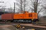 110 171 - 6 ( LTH Railservice GmbH / Dorsten ) ist am 25.02.2013 in Hamburg - Alte Süderelbe mit Rangieraufgaben beschäftigt.