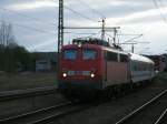 115 278-4 fuhr,am 27.April 2012,ohne Halt,mit dem EC 378 Wien-Binz,durch Lietzow.