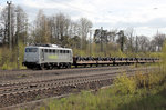 railadventure - 139 558-1 mit einer Überführung von neuen Drehgestellen fährt Richtung Hamburg. Tostedt, 22.04.2016