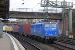 BR 140/392225/egp-140-857-mit-containerzug-am  EGP 140 857 mit Containerzug am 19.12.2014 in Hamburg-Harburg auf dem Weg nach Hamburg-Waltershof