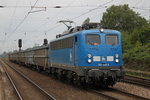 140 008 mit Wasserglas-Zug(Rostock-Bramow-Rostock-Seehafen)bei der Ausfahrt im Bahnhof Rostock-Bramow.13.08.2016
