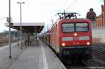 br-143-112-114/103759/112-109-mit-dem-re2-re 112 109 mit dem RE2 (RE 38173) nach Knigs Wusterhausen in Rathenow. Der Zug kam wegen Strung im Betriebsablauf mit 30min Versptung in Rathenow an. 14.11.2010