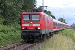 114 005 mit RE 13290(Warnemnde-Berlin Ostbahnhof)bei der Durchfahrt im Haltepunkt Rostock-Bramow.26.06.2016