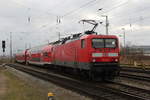 114 040-9 mit RE 4363 von Rostock Hbf nach Wünsdorf-Waldstadt beim Rangieren im Rostocker Hbf.09.12.016
