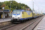 ME 146-08 macht gleich  HALT  im Tostedter Bahnhof. Datum: 29.09.2020