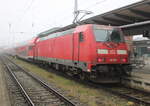 BR 146/840447/146-268-stand-am-vormittag-mit 146 268 stand am Vormittag mit RE 1(Rostock-Hamburg)im Rostocker Hbf.03.03.2024