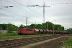 155 030-0 DB Schenker Rail Deutschland AG mit Tds Ganzzug in Satzkorn, in Richtung Priort spter weiter unterwegs. 10.05.2012