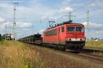 BR 155/289129/155-267-8-db-schenker-rail-deutschland 155 267-8 DB Schenker Rail Deutschland AG mit einem Militrzug in Satzkorn und fuhr in Richtung Golm weiter. 23.08.2013