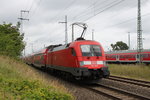 182 009-1 mit RE 4309(Hamburg-Rostock)bei der Einfahrt im Rostocker Hbf.12.08.2016