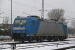 185 511-3 war am 16.02.2013 im Bahnhof Rostock-Bramow abgestellt,und wartet auf ihren nchsten Einsatz Richtung Sachsen.
