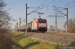 185 650-9 ITL Eisenbahn GmbH mit einem Kesselzug  Umweltgefhrdender Stoff, flssig  in Vietznitz und fuhr in Richtung Nauen weiter.