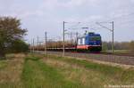 185 409-0 Raildox GmbH & Co. KG mit einem leeren Holzzug in Vietznitz und fuhr in Richtung Nauen weiter. Netten Gru an den Tf! 05.05.2013
