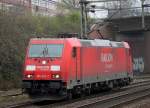 185 279-7 fuhr als Leefahrt von Waltershof nach Maschen durch Hamburg-Harburg.29.03.2014