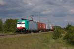 BR 186/342453/e-186-127-alpha-trains-fuer E 186 127 Alpha Trains für ITL - Eisenbahngesellschaft mbH mit einem Containerzug in Stendal und fuhr in Richtung Salzwedel weiter. 16.05.2014
