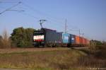ES 64 F4 - 840 (189 840-2) MRCE Dispolok GmbH für METRANS Rail s.r.o. mit einem Metrans Containerzug in Stendal und fuhr weiter in Richtung Salzwedel. 19.10.2014