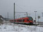 In Lietzow wartete 429 030-0,am 14.Februar 2012,auf Anschlureisende nach Binz.