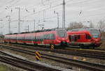 BR 429/688371/am-nachmittag-des-07022020-waren-442 Am Nachmittag des 07.02.2020 waren 442 842 und eim DB-Regio Flirt abgestellt im Rostocker Hbf.