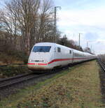 401 588  Hildesheim  als ICE 831 von Warnemünde nach Berlin Südkreuz bei der Durchfahrt in Rostock-Bramow.30.12.2023 