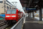 Die 146 004-7 (91 80 6146 004-7 D-DB) der DB Regio NRW steht am 29 Dezember 2023 auf Gleis 54 im Hauptbahnhof Siegen Steuerwagen voraus mit dem RE 9 rsx - Rhein-Sieg-Express (Siegen– Köln -