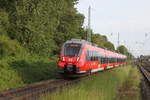 mecklenburg-vorpommern/611496/442-353-als-s1warnemuende-rostockbei-der-einfahrt 442 353 als S1(Warnemünde-Rostock)bei der Einfahrt in Rostock-Bramow.21.05.2018