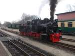 99 4652 dampft wieder ! Am 15.März 2015 wurde die Lok bei einem kleinem Bahnhofsfest in Putbus offiziell dem Fan`s unter Dampf gezeigt.