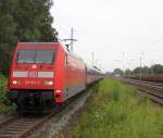 wofr steht man eingentlich so frh auf?101 103-0 mit DZ2860/2681 Warnemnde-Berlin-Postdam-Warnemnde bei der Durchfahrt im Bahnhof Rostock-Bramow.(20.07.2011)