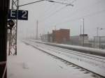Durch den heftigen Schnee und Wind waren am 02.Dezember 2010 die Gleisbauarbeiten in Bergen/Rgen eingestellt.