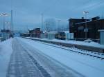 Winteraufnahmen/111388/einziger-zug-in-bergenruegen-am-morgen Einziger Zug in Bergen/Rgen am Morgen vom 20.Dezember 2010 war PRESS VT650 032.