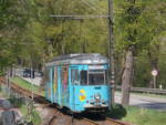 berlin-und-umgebung/609465/der-tw48von-der-ruedersdorfer-strassenbahnneben-der Der Tw48,von der Rüdersdorfer Straßenbahn,neben der Landstraße nach Schöneiche(b.Berlin)am 19.April 2018.
