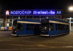 rostock/766575/6n-1-wagen-685-und-658-waren 6N-1 Wagen 685 und 658 waren am Morgen des 12.02.2022 um 06.23 Uhr noch nicht bereit für den Tag auf dem Betriebshof der Rostocker Straßenbahn AG.