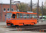 rostock/792799/tatra-wagen-t6a2551aus-dem-baujahr1990-von Tatra Wagen T6A2(551)aus dem Baujahr1990 von CKD Praha-Smichov stand am 11.11.2022 ganz alleine auf dem Betriebshof der Rostocker Straßenbahn AG