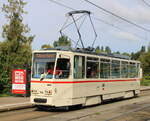 rostock/823468/tatra-wagen-t6a2704-von-ckd-praha-smichov Tatra Wagen T6A2(704) von CKD Praha-Smichov aus dem Baujahr 1990 stand am 03.09.2023 in Rostock-Marienehe