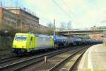 HGK/404634/27012015alphatrains--rhc-119-007-mit 27/01/2015:
Alphatrains / RHC 119 007 mit Kesselwagenzug in Hamburg-Harburg auf dem Weg nach Süden