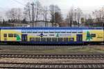 Weihnachts - Werbewagen der Metronom Eisenbahngesellschaft am 13.12.2013 in Tostedt gesehen.