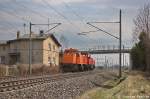 272 003-1 northrail GmbH mit der Wagenlok Voith Gravita 261 008-7 in Vietznitz und fuhr in Richtung Friesack weiter.