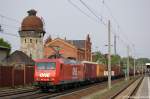 145-CL 013 (145 091-5) OHE mit Containerzug in Rathenow in Richtung Stendal unterwegs.