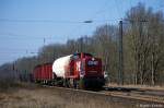 160073 (295 950-0) OHE - Osthannoversche Eisenbahnen AG mit einem Nahgterzug in Suderburg in Richtung Uelzen unterwegs. 23.03.2012