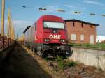 Am Morgen vom 05.August 2010 stand OHE-Eurorunner 270082 noch am ehmaligen Gterboden von Bergen/Rgen.