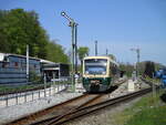 Ausfahrt aus Putbus bekam der PRESS 650 032 am 03.Mai 2024.