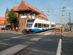 Ausfahrender 646 106 der Usedomer Bderbahn am 31.Juli 2010 beim Verlassen von Stralsund.