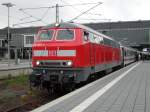 lubeck 218 307-7+IC 2120 von Frankfurt(Main)Hbf Richtung Puttgarden kurz vor der Abfahrt im L�becker Hbf(19.06.10)