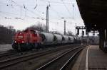 magdeburg-alle-bahnhofe DB-Gravita 261 044-2 mit einem gemischtem G�terzug in Magdeburg-Neustadt Richtung Hauptbahnhof unterwegs. 11.01.2012